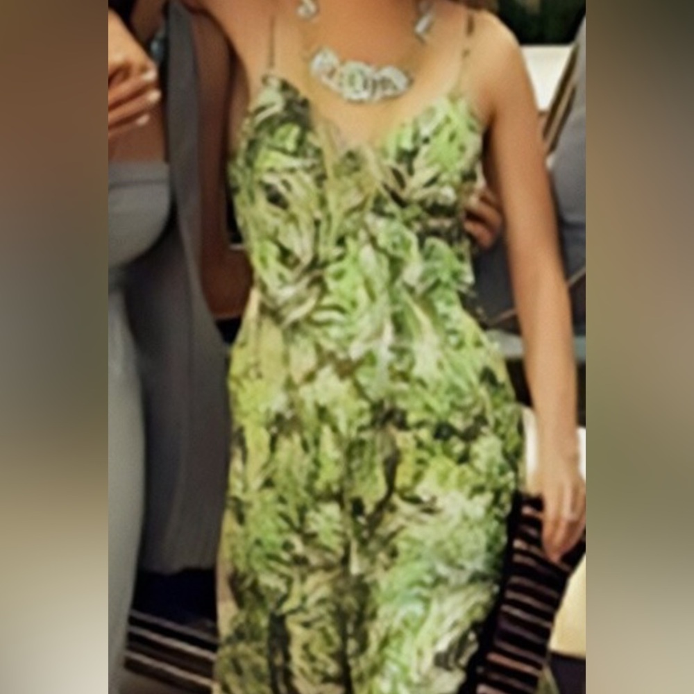 Banana Republic High Low Tiered Leaf Print Deess